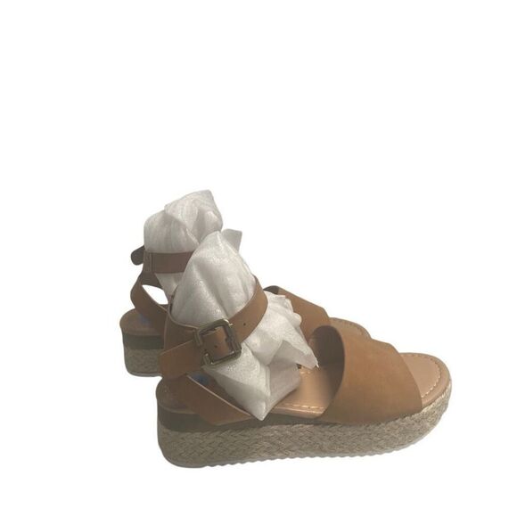 MUDD Women’s Espadrille Sandals Tan Sz 6 Ankle Strap Buckle Open Toe New No Box - Picture 2 of 9